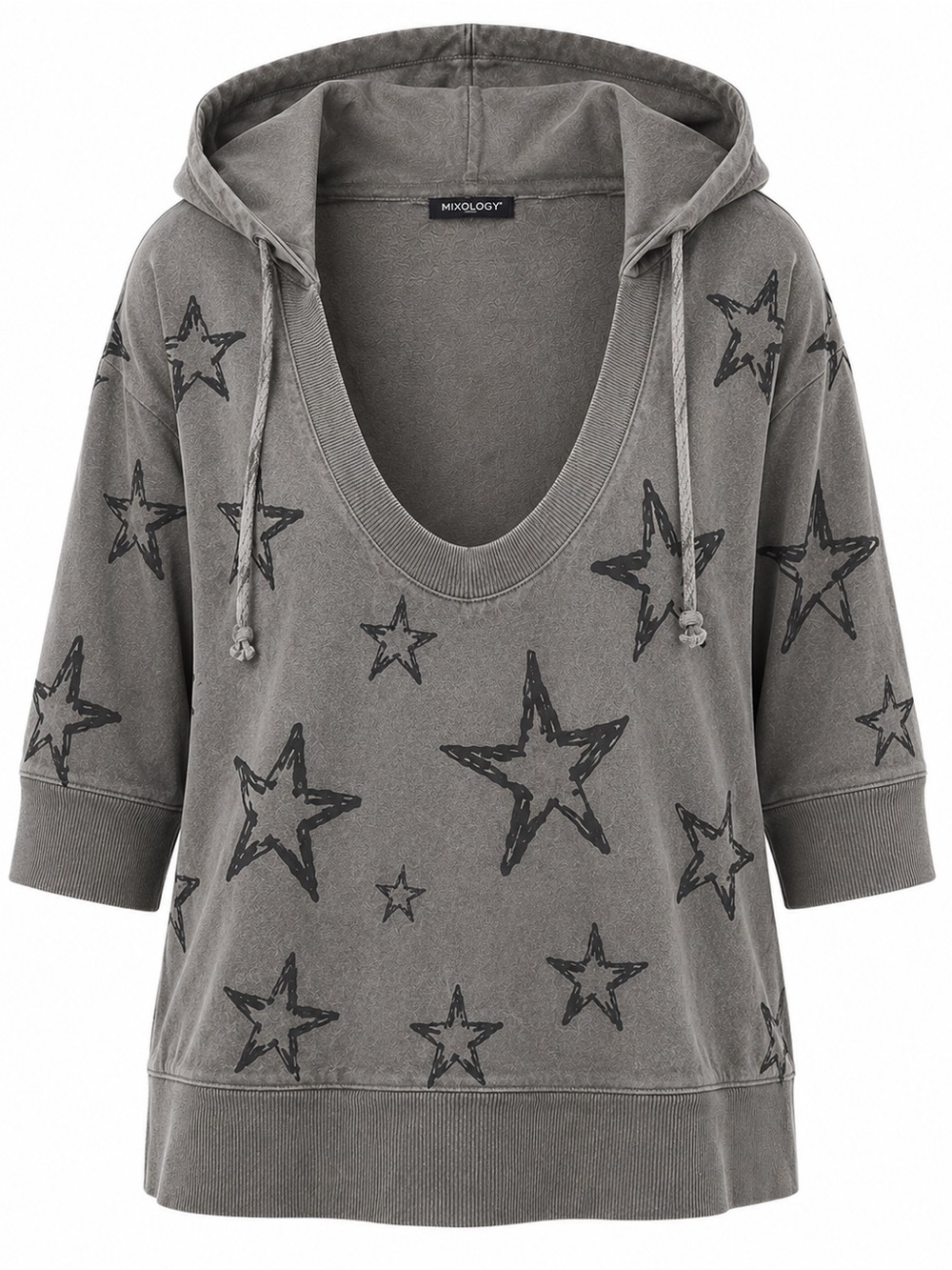 Mixology Women's Gray Star Print Hooded Top